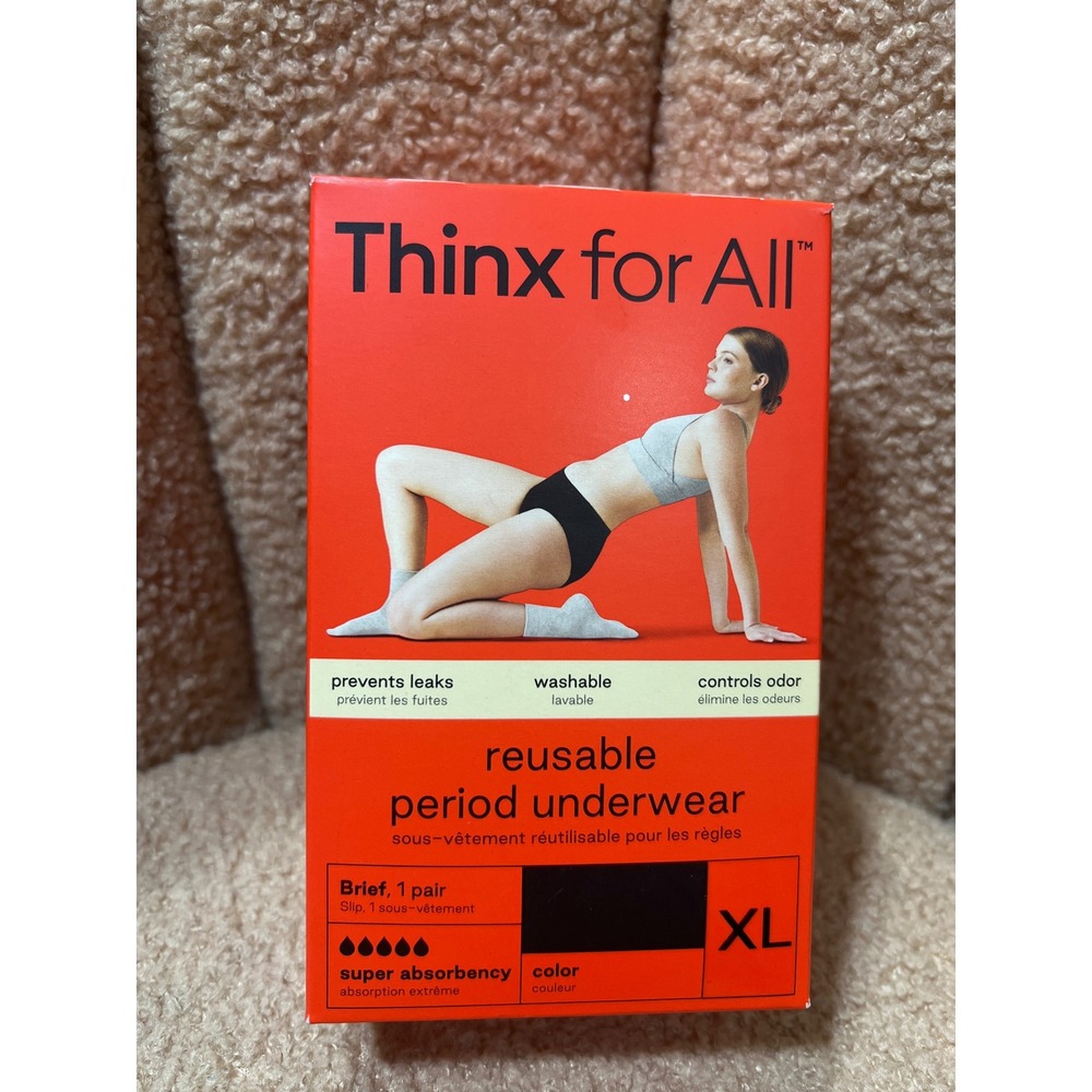 Thinx for All Reusable Period Underwear Super Absorbency Brief Black XL NIB